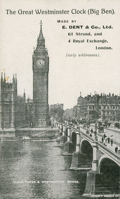 The Great Westminster Clock, Big Ben, Made by E Dent and Co Ltd by English Photographer